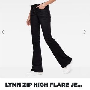 G-Star Lynn Zip High Flare Black Jeans